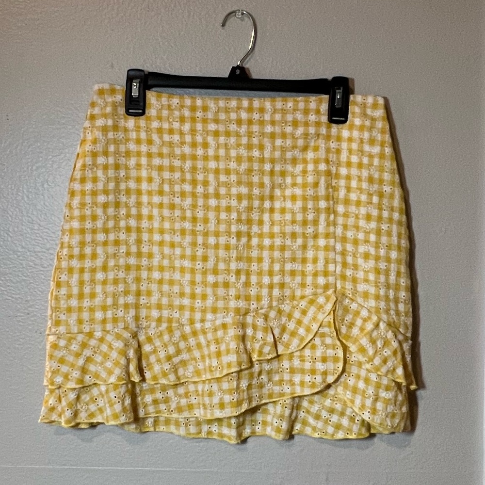 Yellow floral mini skirt